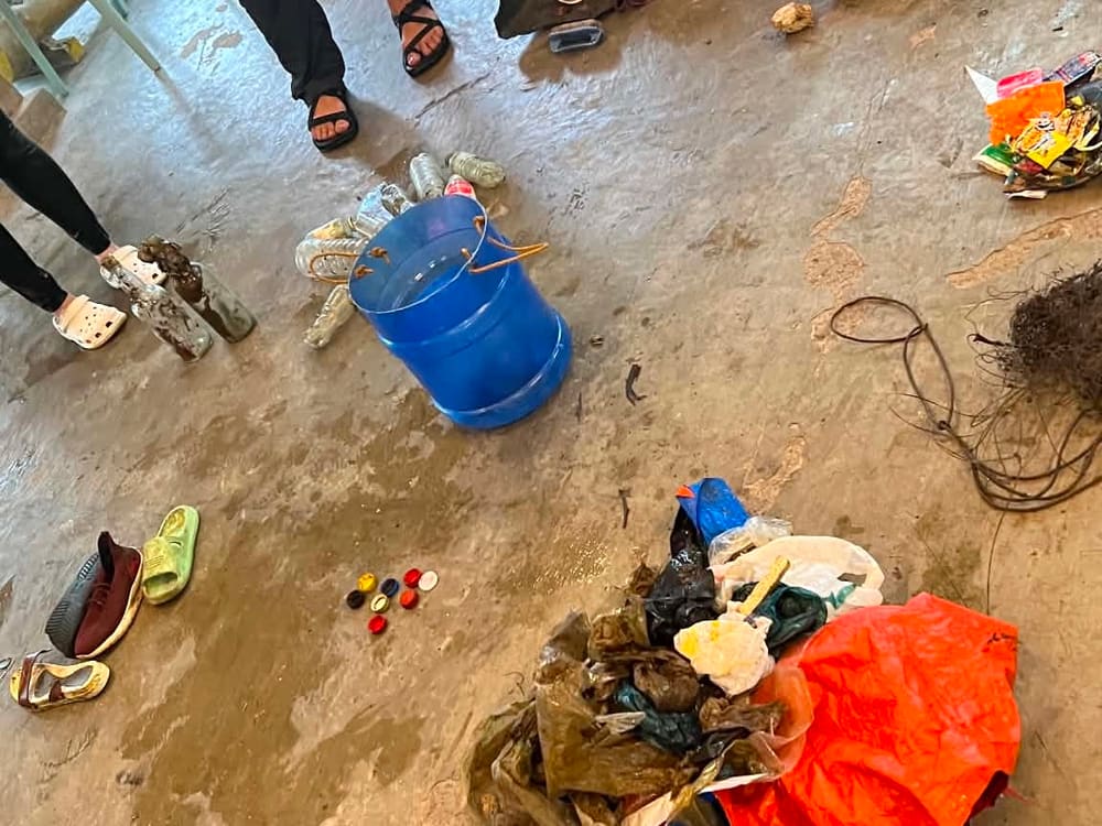 Waste collected during the river clean-up